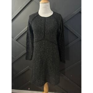 Small Zara Knit Sweater Dress Womens Metallic Copper Knit Black Tweed Boho